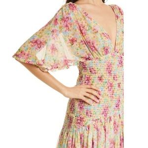 Bytimo Floral Smocked Chiffon Dress In Summer Flowers‎ Size Small